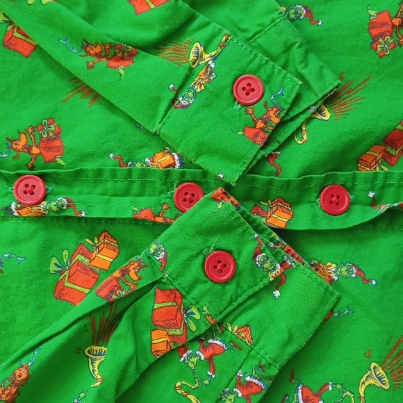 DR. Seuss Grinch button up. Baby boy 18M. How The Grinc Stole Christmas. Green. - Picture 3 of 5